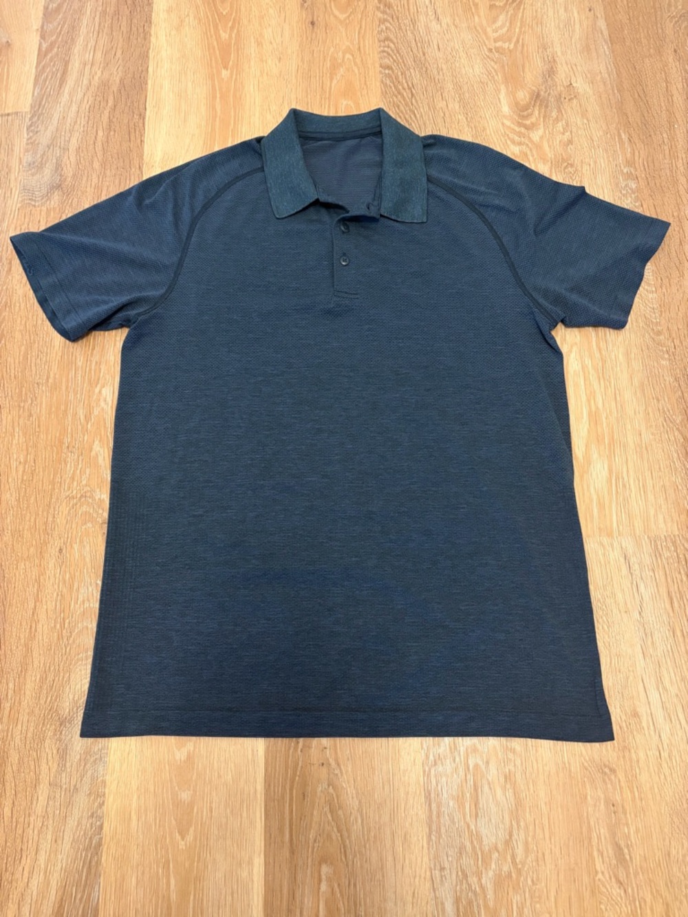 Lululemon Men's Metal Vent Tech Polo Shirt Navy Blue Heathered Size Large